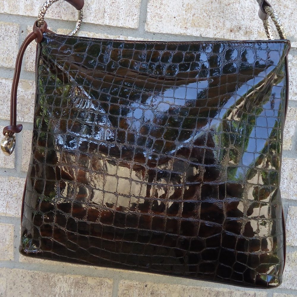 Brighton croco patent shoulder purse